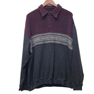 Liberty Pullover Henley Collar Long Sleeves Sweater Shirt Mens XXL Colorblock
